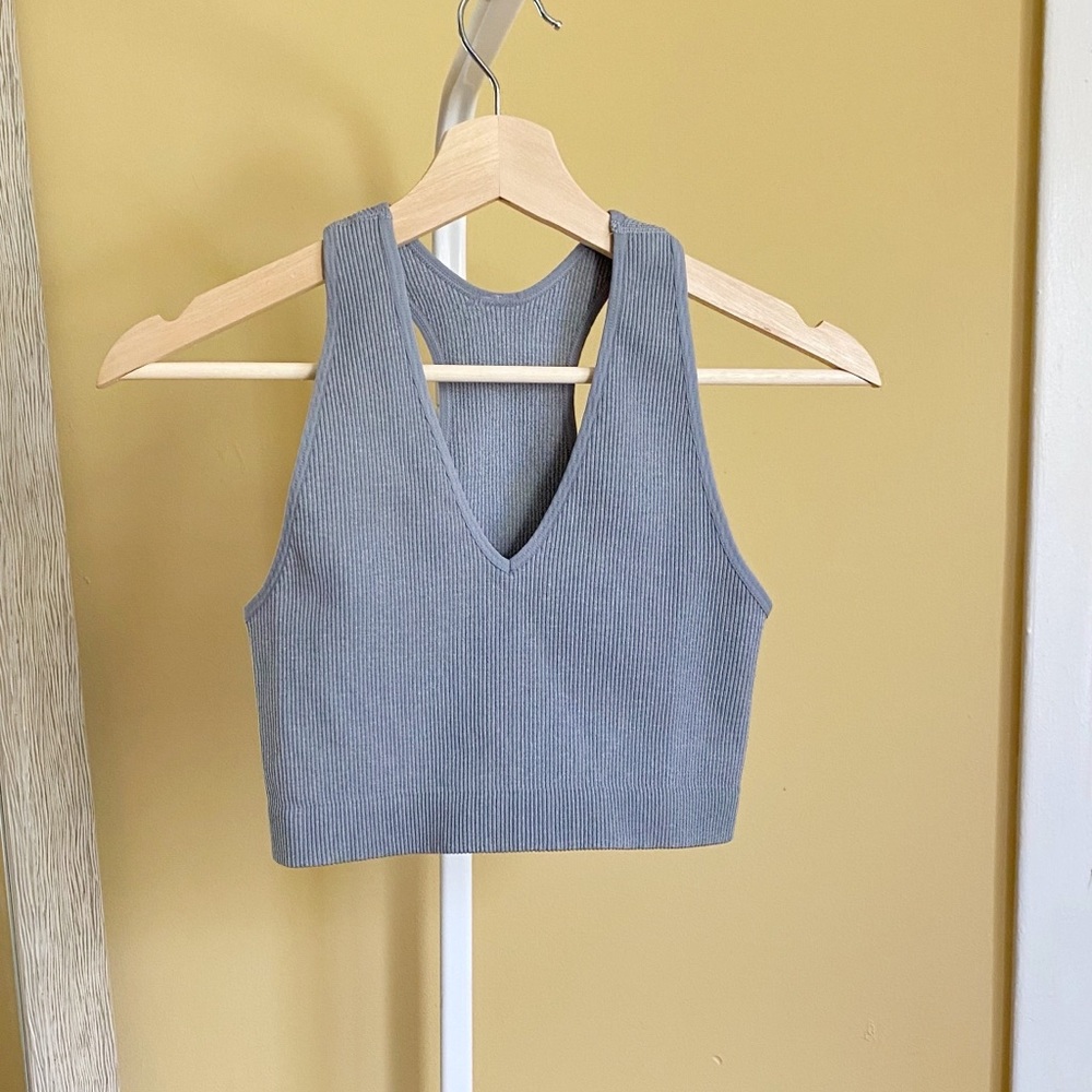 Thick Seamless Ribbed Tank - Grey